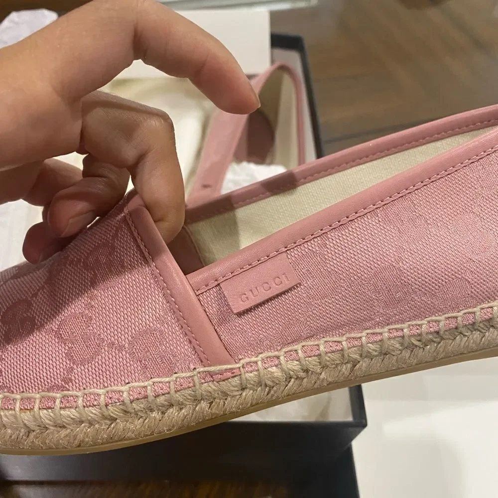 Gucci GG Canvas Pink Espadrilles Size 38